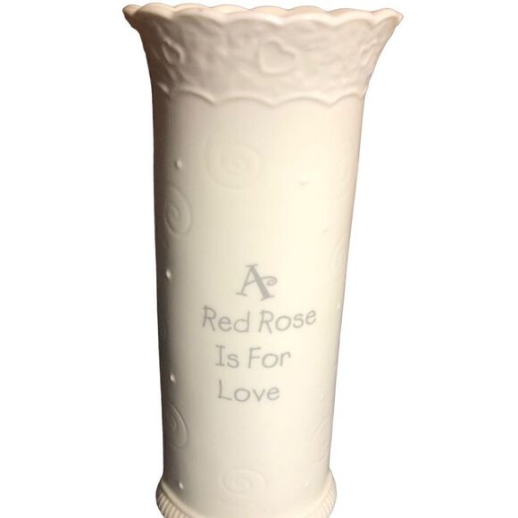Pretty As A Picture Red Rose Vintage 8” Ceramic Vase By Kim Anderson. Enesco - Picture 2 of 5